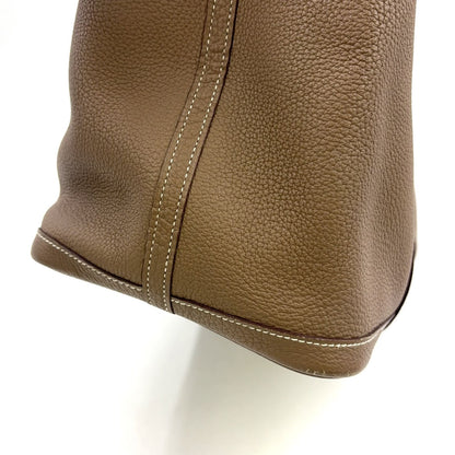 Hermes Garden Party TPM Leather Gray Beige Tote Silver — view 8