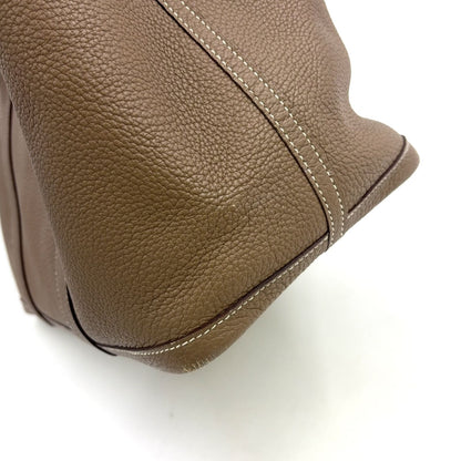 Hermes Garden Party TPM Leather Gray Beige Tote Silver — view 7
