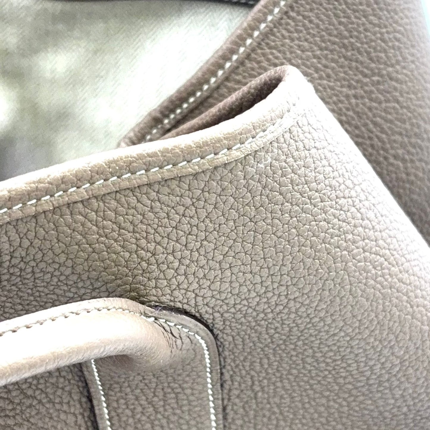 Hermes Garden Party TPM Leather Gray Beige Tote Silver — view 6