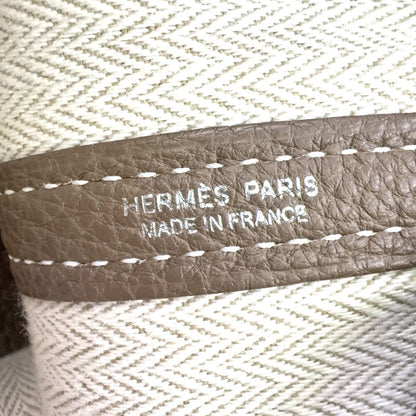 Hermes Garden Party TPM Leather Gray Beige Tote Silver — view 4