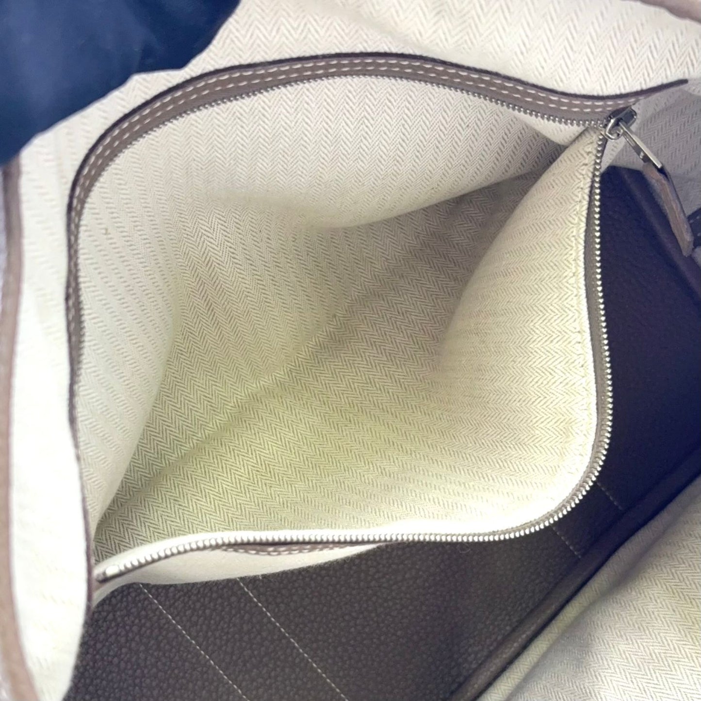 Hermes Garden Party TPM Leather Gray Beige Tote Silver — view 5