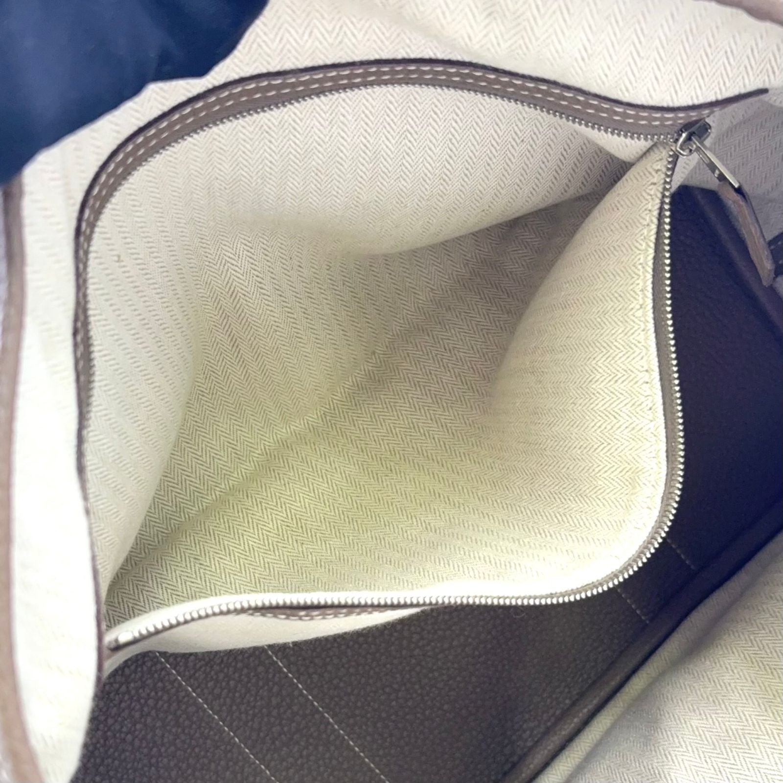 Hermes Garden Party TPM Leather Gray Beige Tote Silver — view 5