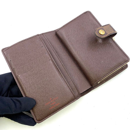 Louis Vuitton Portefeuille Damier Ebene Brown Bifold Wallet Gold — view 3