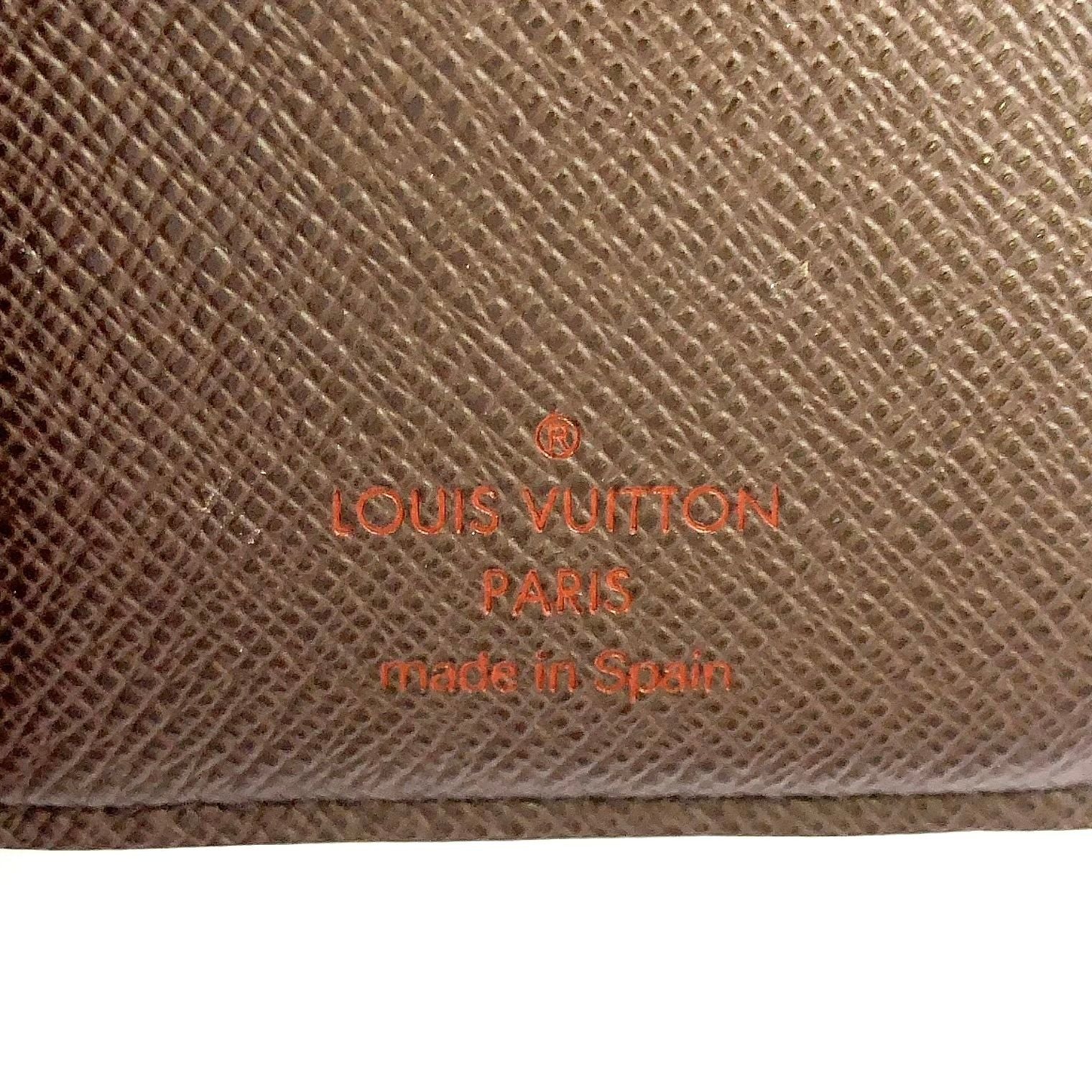 Louis Vuitton Portefeuille Damier Ebene Brown Bifold Wallet Gold — view 4