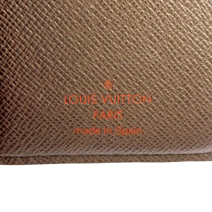 Louis Vuitton Portefeuille Damier Ebene Brown Bifold Wallet Gold — view 4