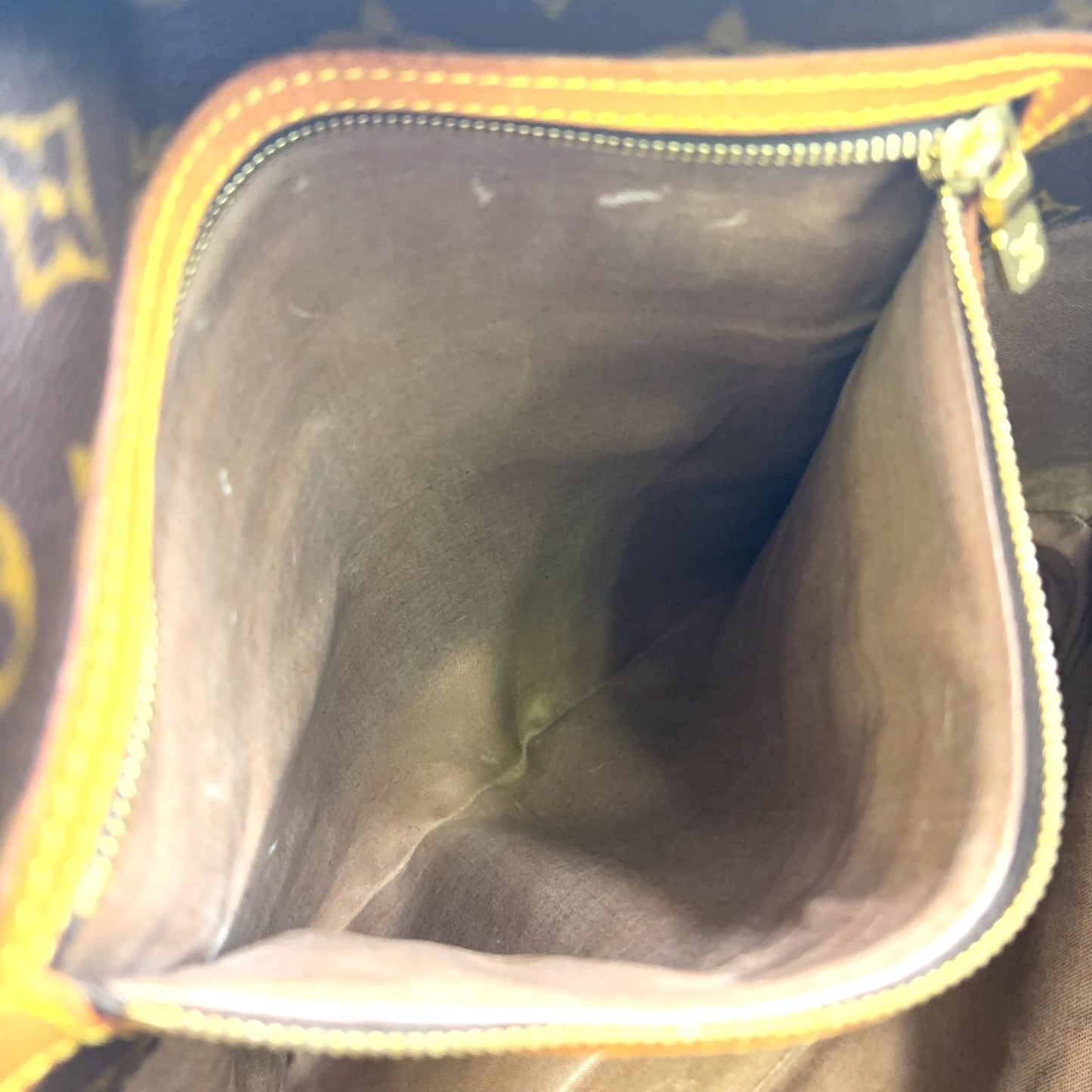 Louis Vuitton Sac Shopping Monogram Leather Brown Light Tote Gold — view 7