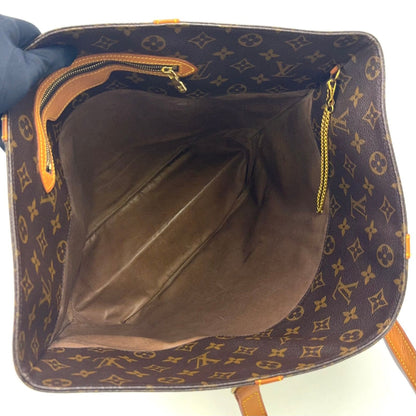 Louis Vuitton Sac Shopping Monogram Leather Brown Light Tote Gold — view 3