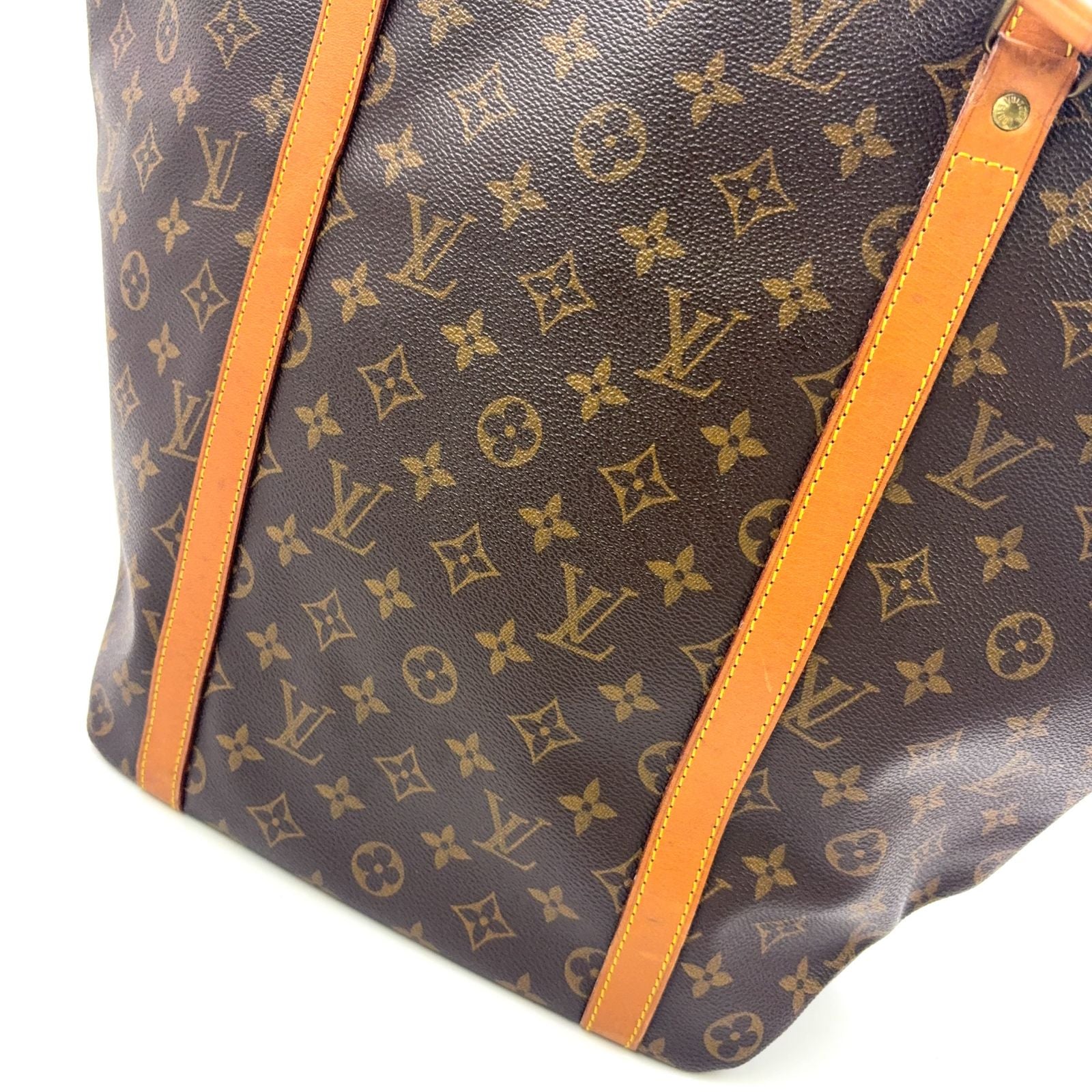 Louis Vuitton Sac Shopping Monogram Leather Brown Light Tote Gold — view 8