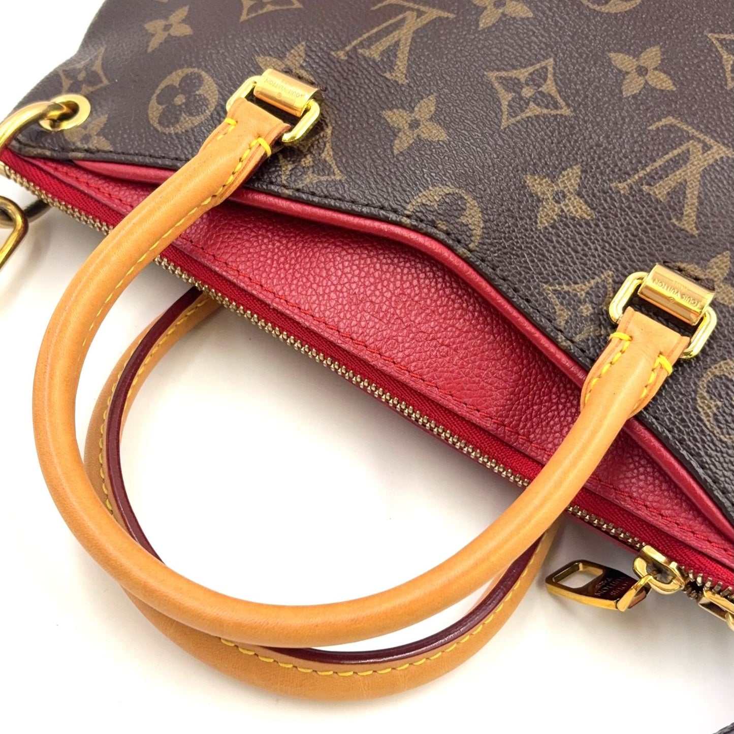 Louis Vuitton Pallas BB Monogram Canvas 2-Way Shoulder Leather Brown Red — view 5