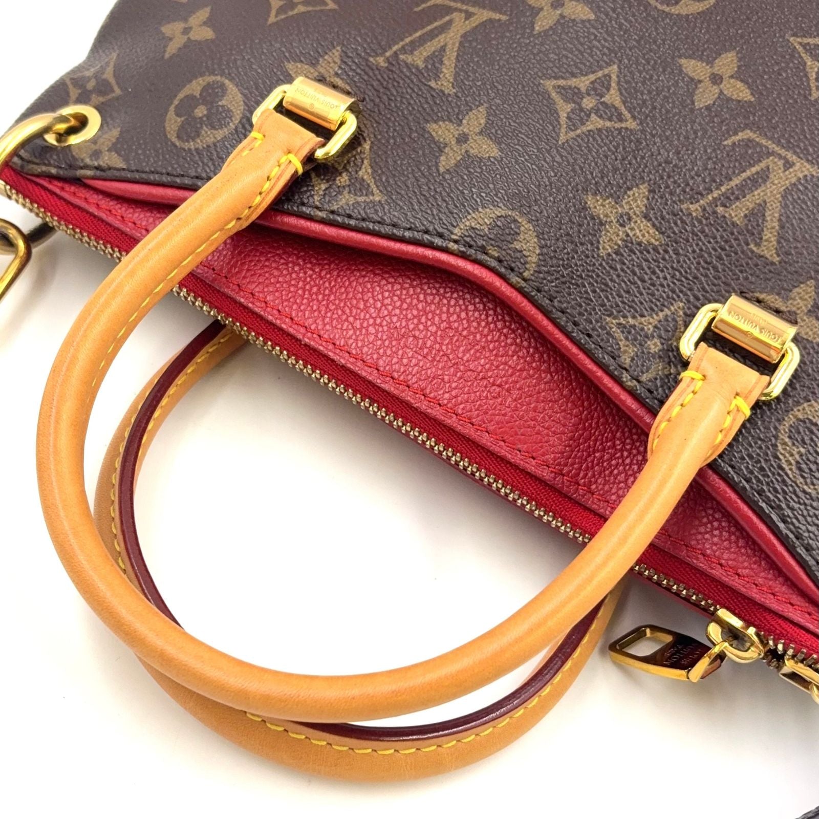 Louis Vuitton Pallas BB Monogram Canvas 2-Way Shoulder Leather Brown Red — view 5