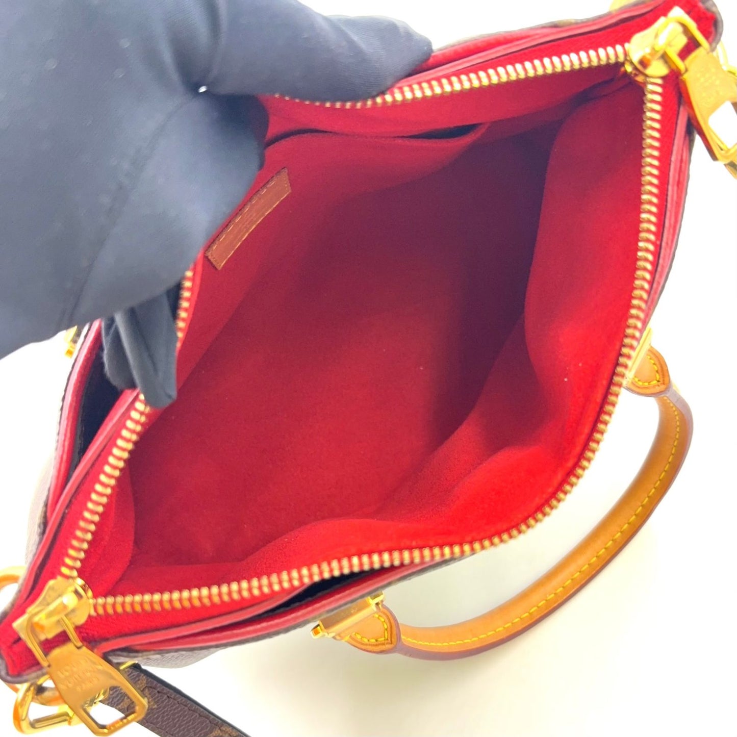 Louis Vuitton Pallas BB Monogram Canvas 2-Way Shoulder Leather Brown Red — view 3