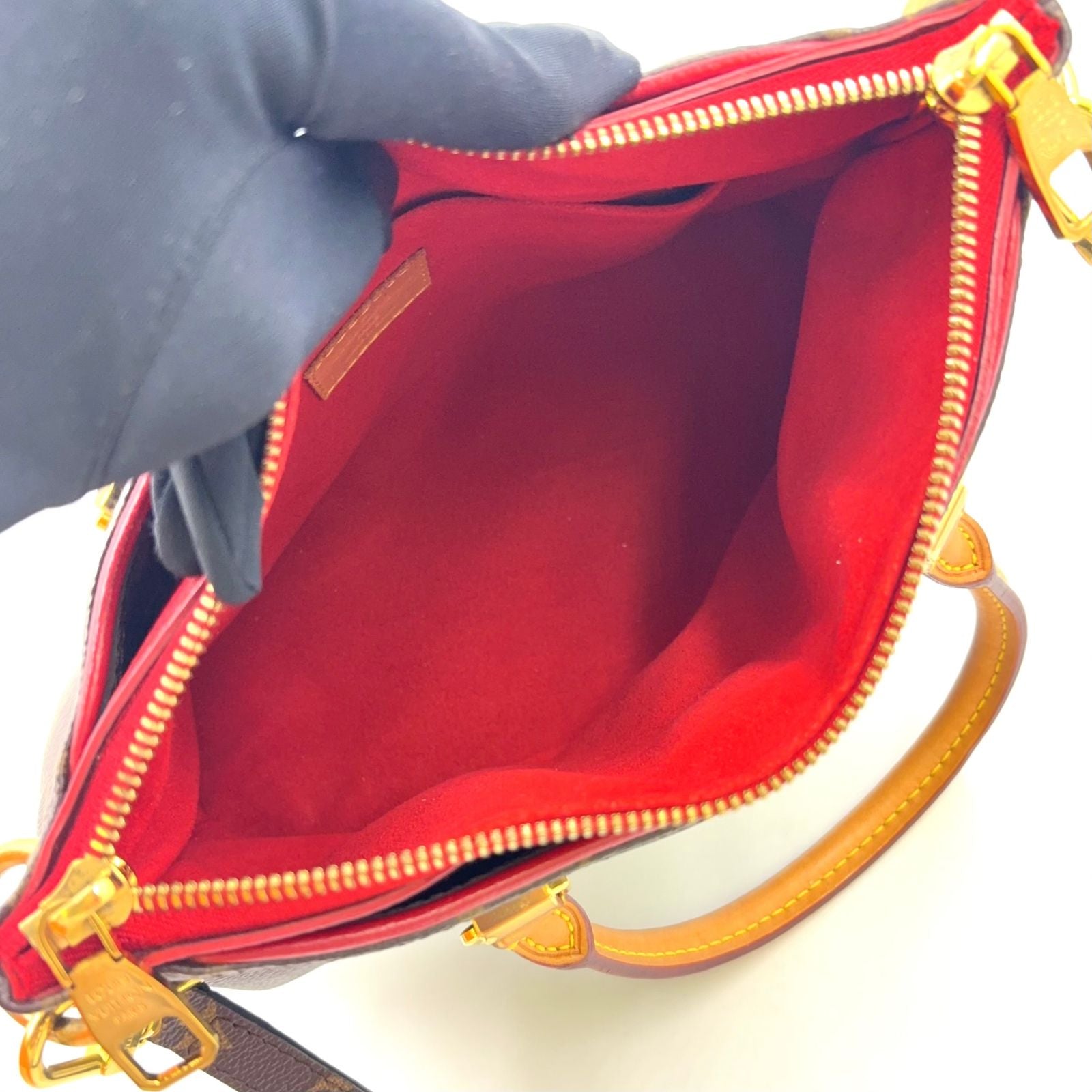 Louis Vuitton Pallas BB Monogram Canvas 2-Way Shoulder Leather Brown Red — view 3