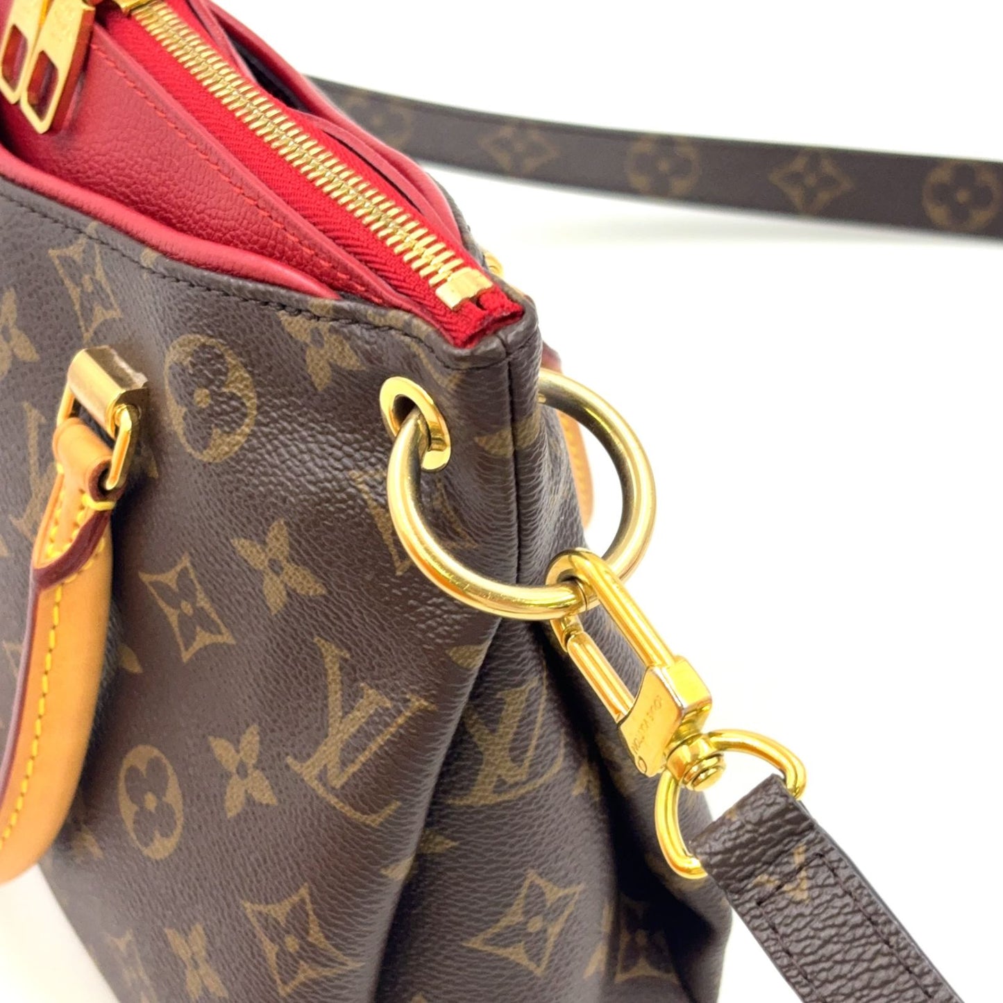 Louis Vuitton Pallas BB Monogram Canvas 2-Way Shoulder Leather Brown Red — view 9
