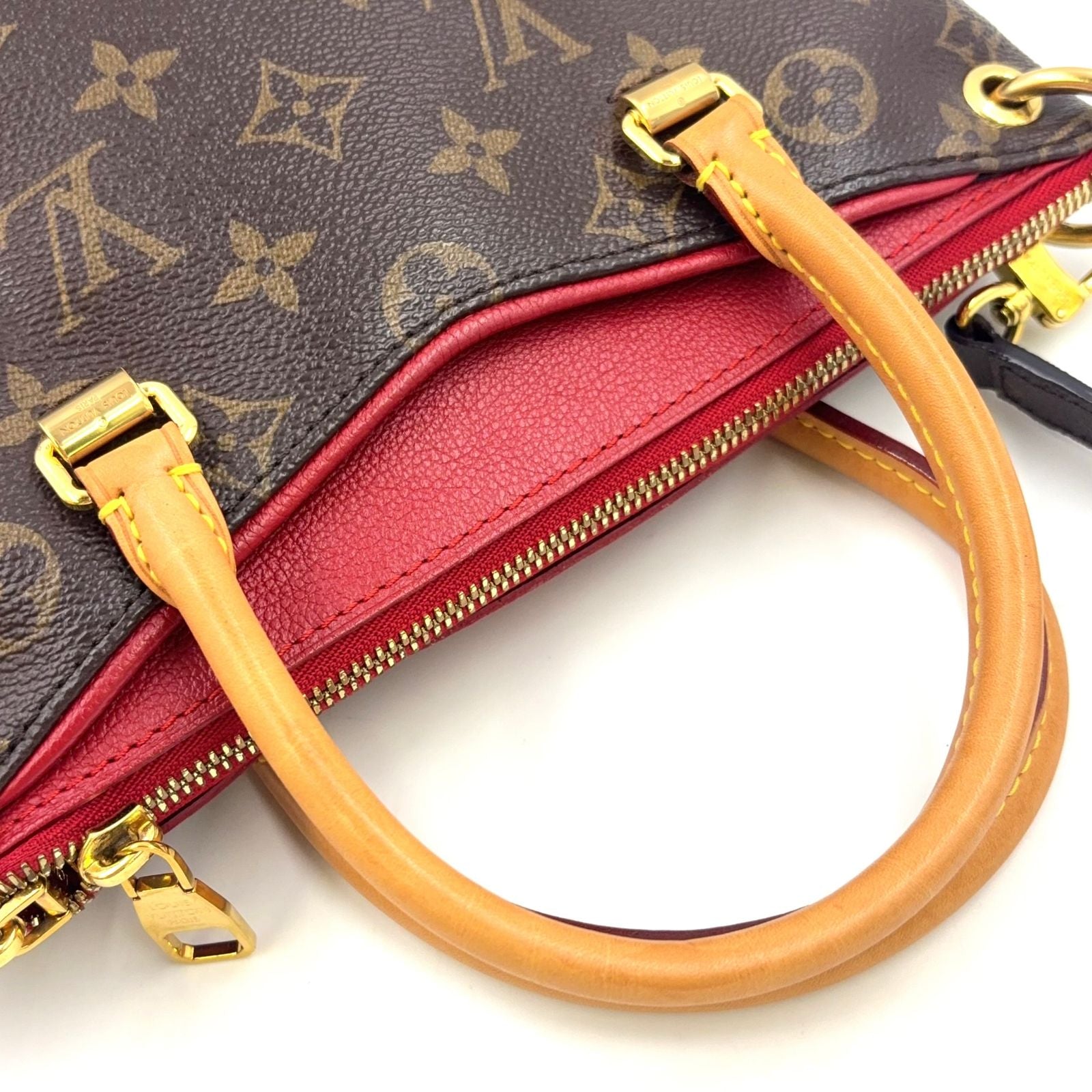 Louis Vuitton Pallas BB Monogram Canvas 2-Way Shoulder Leather Brown Red — view 6