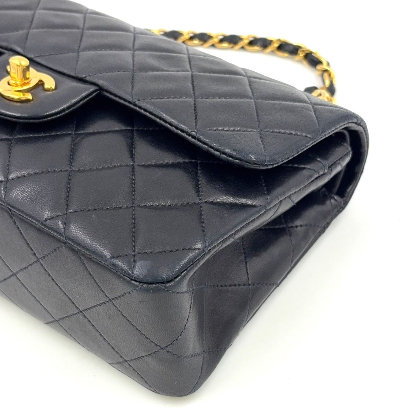 Chanel Double Flap Quilted Lambskin Black Chain Shoulder Bag Gold — view 5