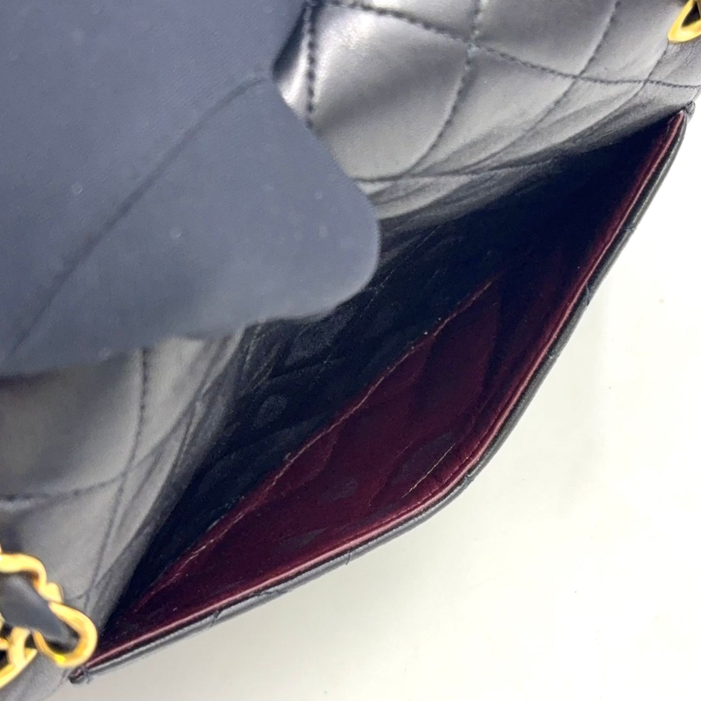 Chanel Double Flap Quilted Lambskin Black Chain Shoulder Bag Gold — view 6