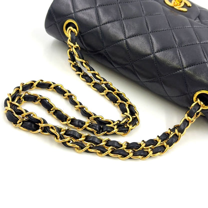 Chanel Double Flap Quilted Lambskin Black Chain Shoulder Bag Gold — view 7