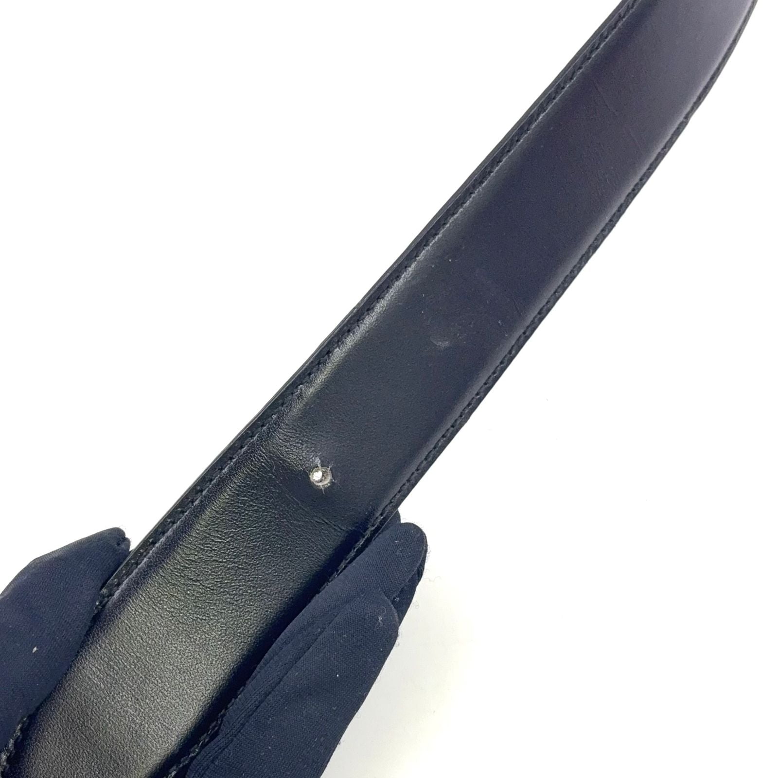 Gucci Gbuckle Leather Black Belt Silver — view 8