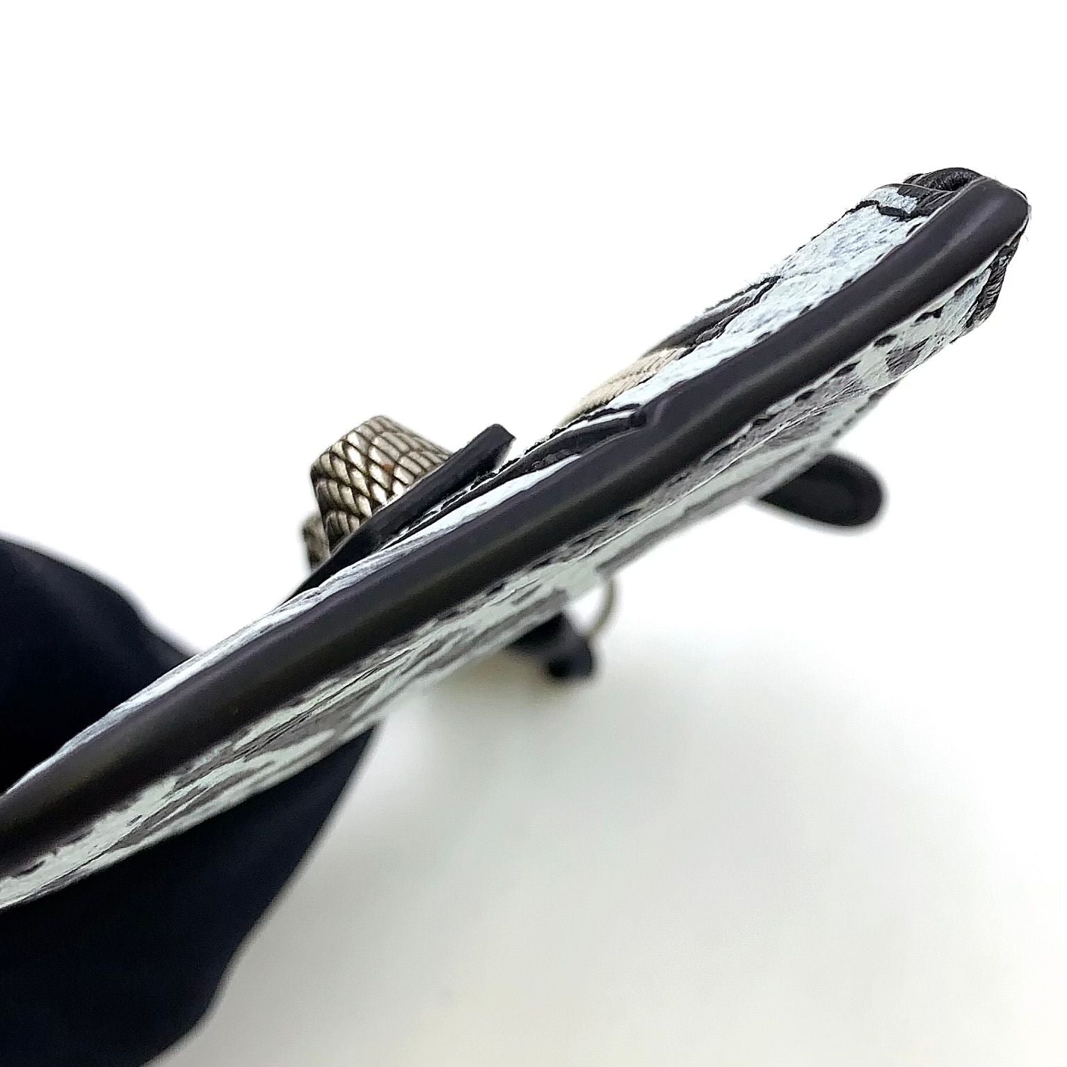 Balenciaga Luca Gor Graffiti Leather Black White Coin Case Silver — view 6