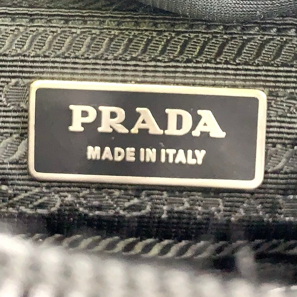 Prada 2-Way Shoulder Leather Nylon Black Handbag Silver — view 4