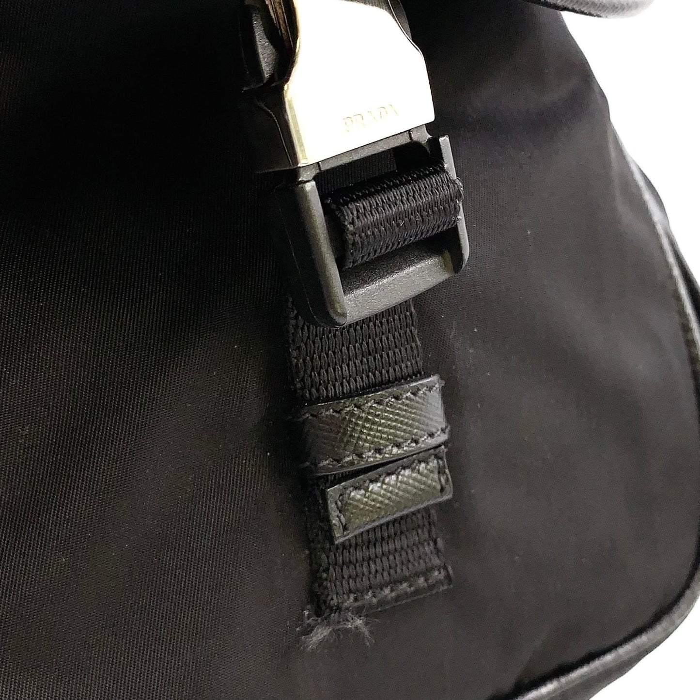 Prada 2-Way Shoulder Leather Nylon Black Handbag Silver — view 7