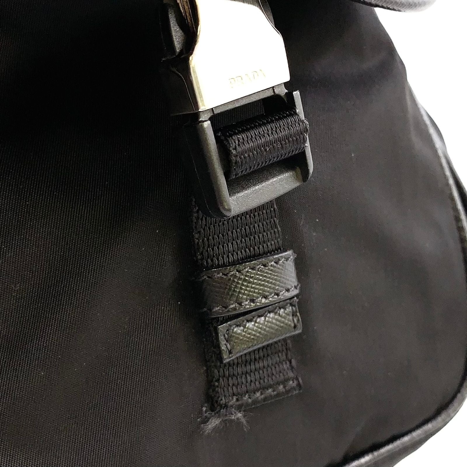 Prada 2-Way Shoulder Leather Nylon Black Handbag Silver — view 7