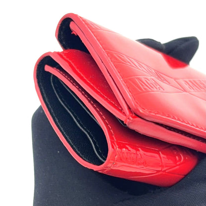 Balenciaga Trifold Patent Leather Enamel Red Wallet Silver — view 7