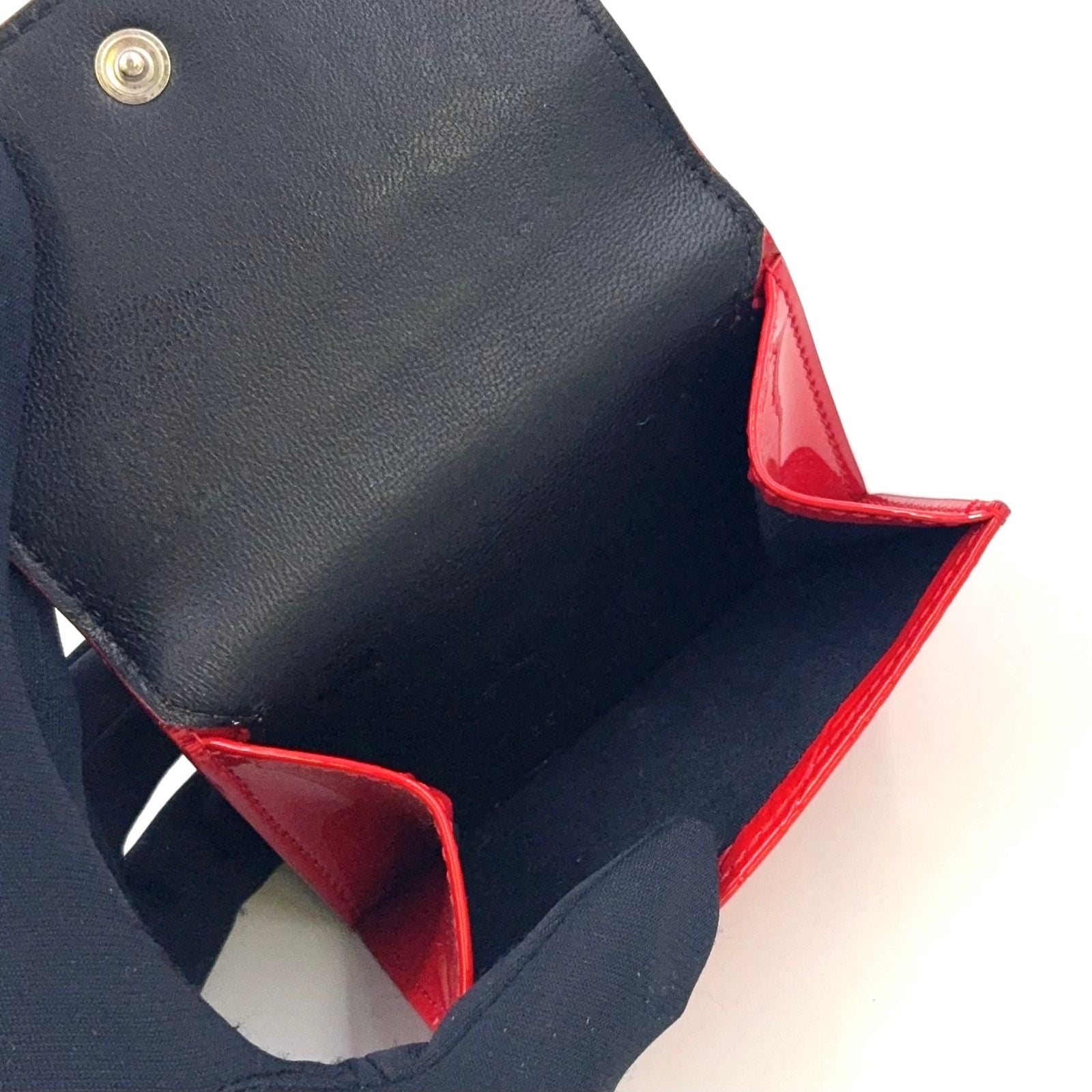 Balenciaga Trifold Patent Leather Enamel Red Wallet Silver — view 4