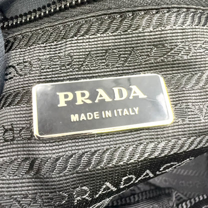 Prada 2-Way Shoulder Leather Nylon Black Boston Bag Silver — view 4
