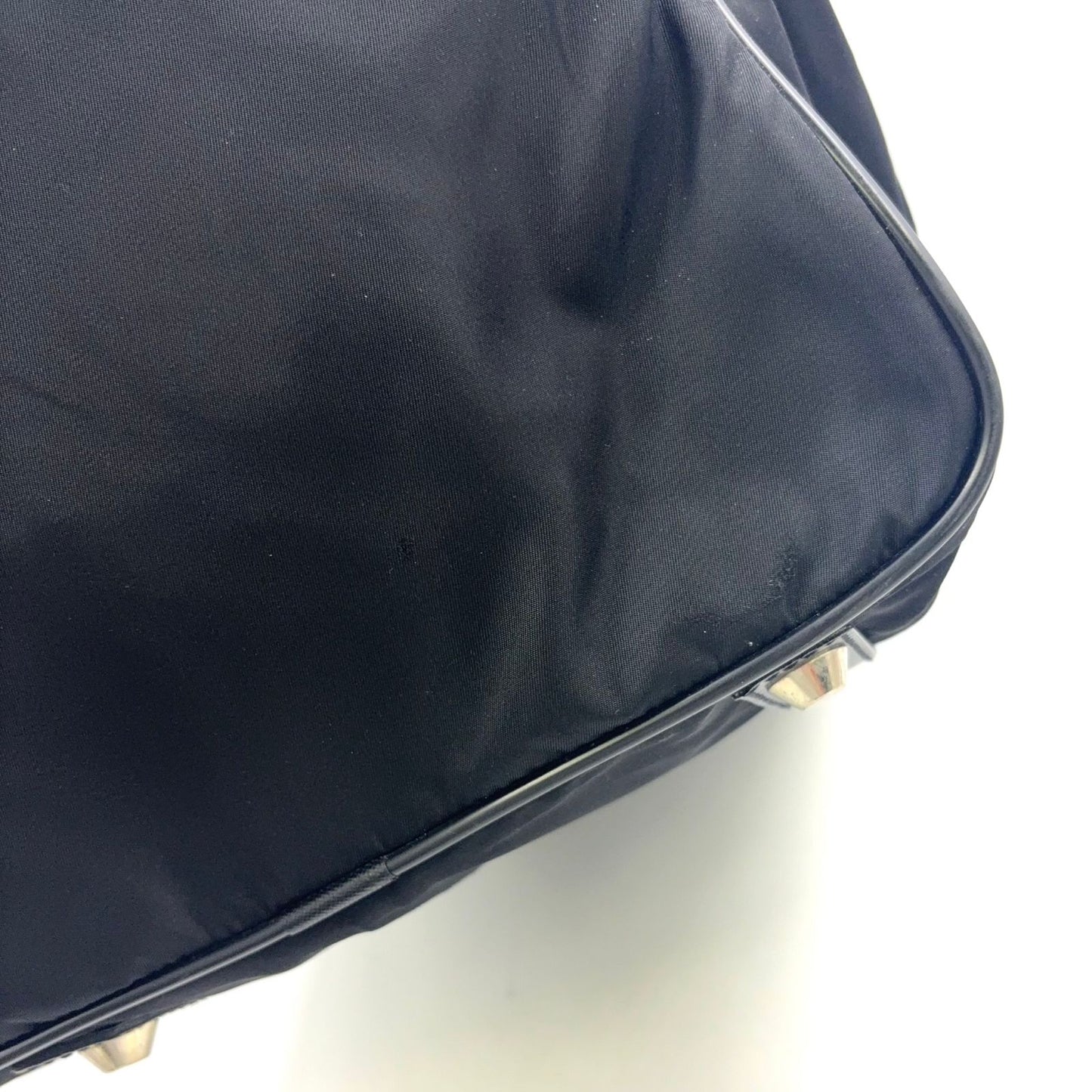 Prada 2-Way Shoulder Leather Nylon Black Boston Bag Silver — view 6