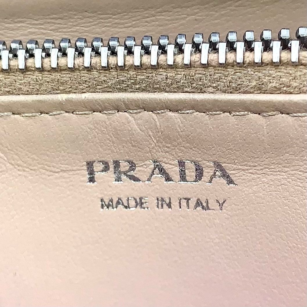 Prada Logo Zip Around Leather Black Wallet Silver — view 4