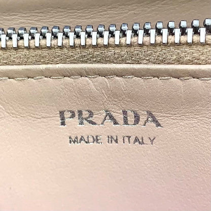 Prada Logo Zip Around Leather Black Wallet Silver — view 4