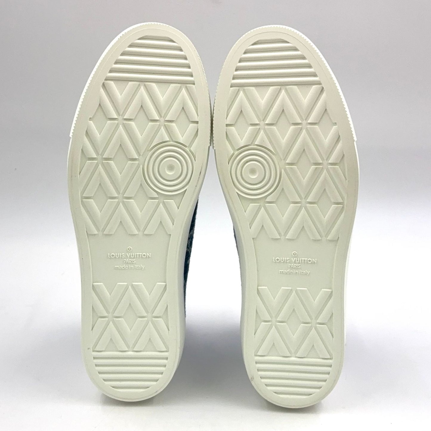 Louis Vuitton Tattoo Line Monogram Denim High Cut Leather Rubber Blue White — view 6