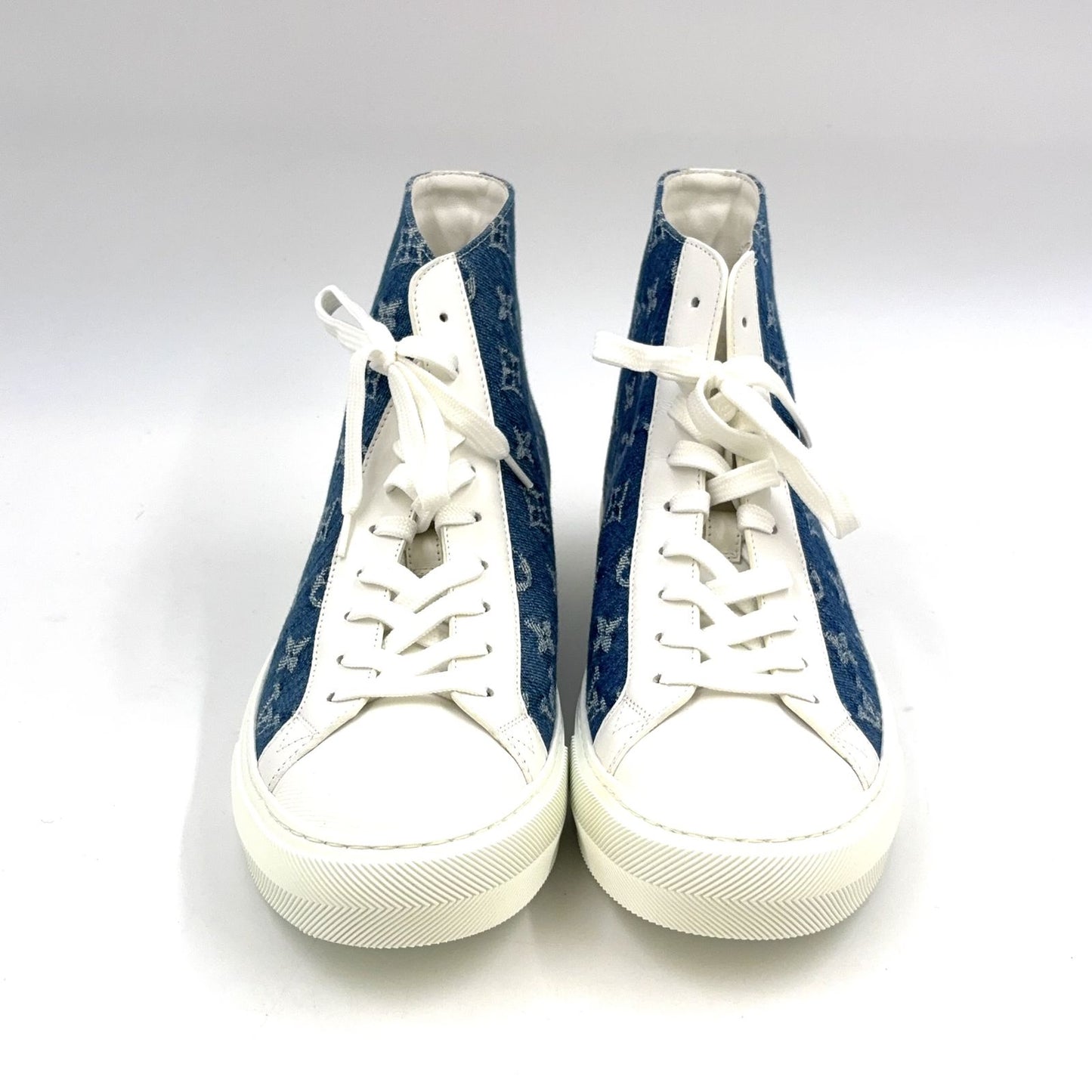 Louis Vuitton Tattoo Line Monogram Denim High Cut Leather Rubber Blue White — view 4