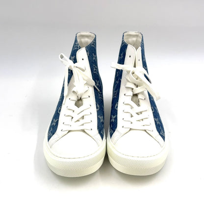 Louis Vuitton Tattoo Line Monogram Denim High Cut Leather Rubber Blue White — view 4