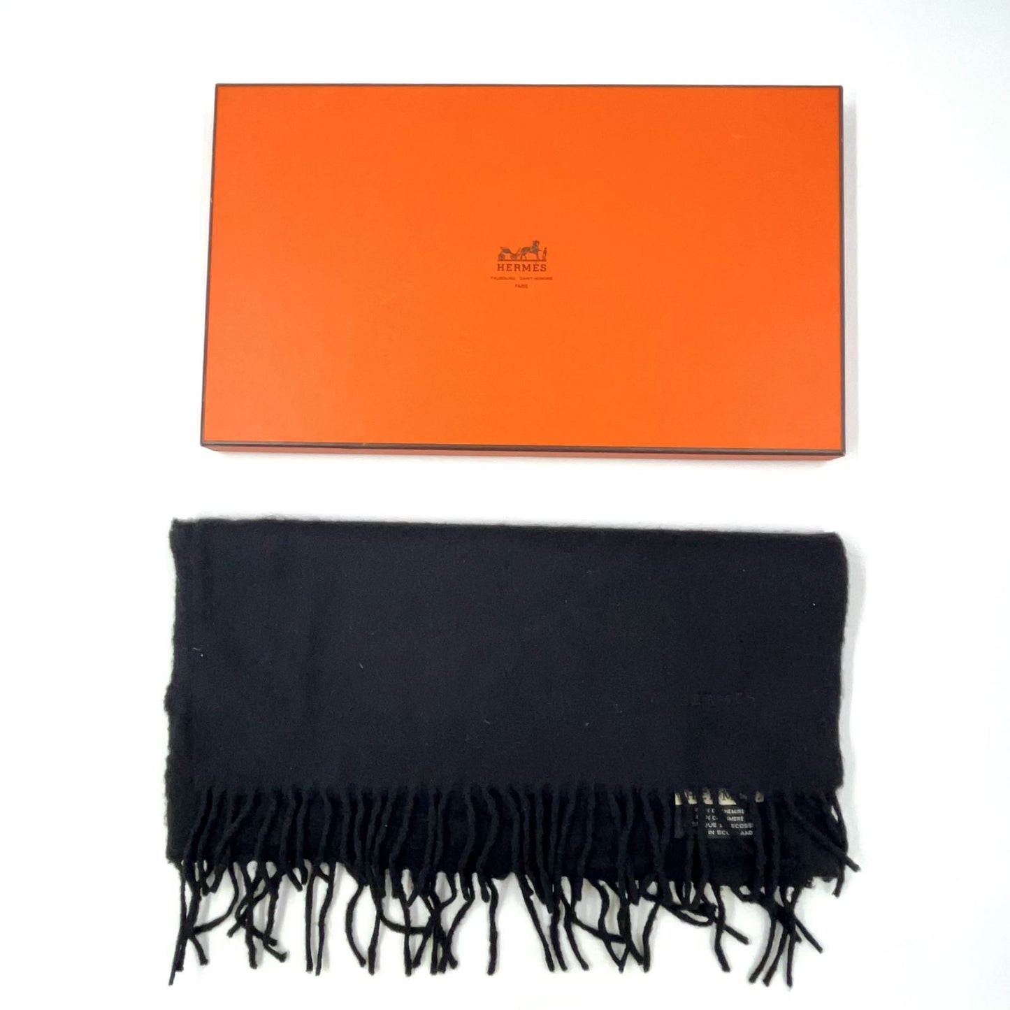 Hermes Cashmere Black Scarf — view 8
