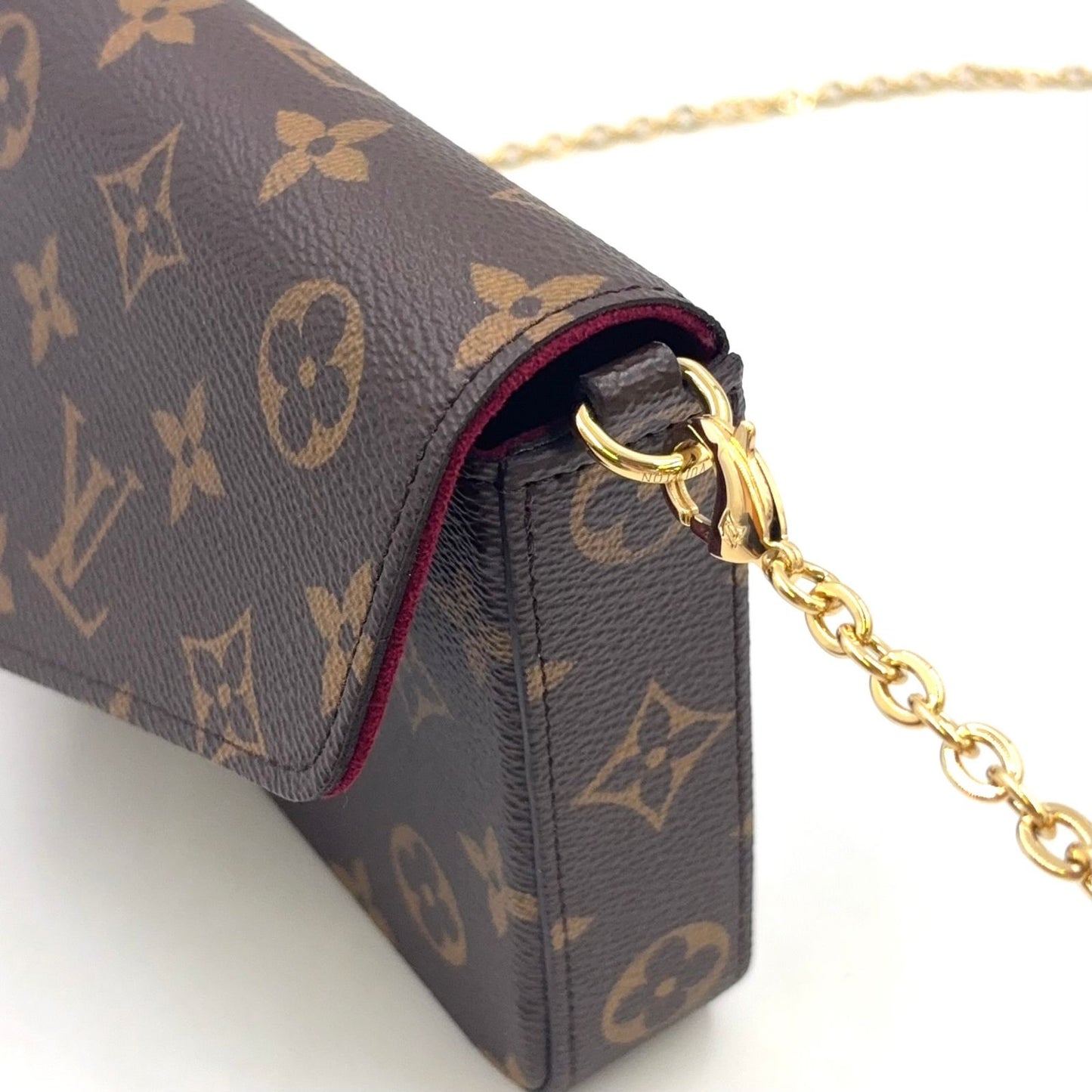 Louis Vuitton Pochette Felicity Monogram Brown Bordeaux Shoulder Bag Gold — view 8