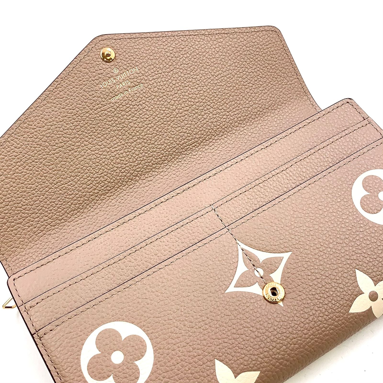 Louis Vuitton Portefeuille Sarah Monogram Empreinte Leather Beige White Bifold — view 5