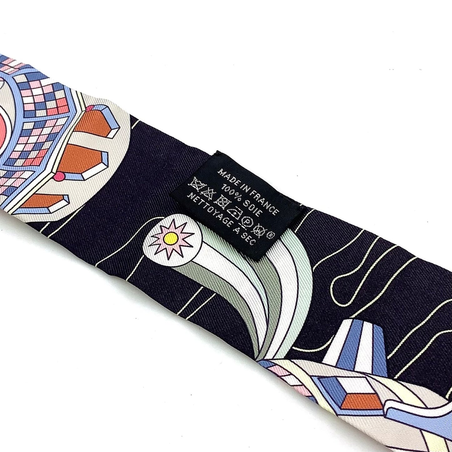 Hermes Twilly Odyssey Silk Black White Scarf — view 6