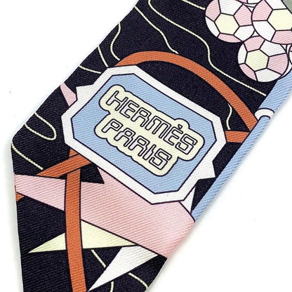 Hermes Twilly Odyssey Silk Black White Scarf — view 5