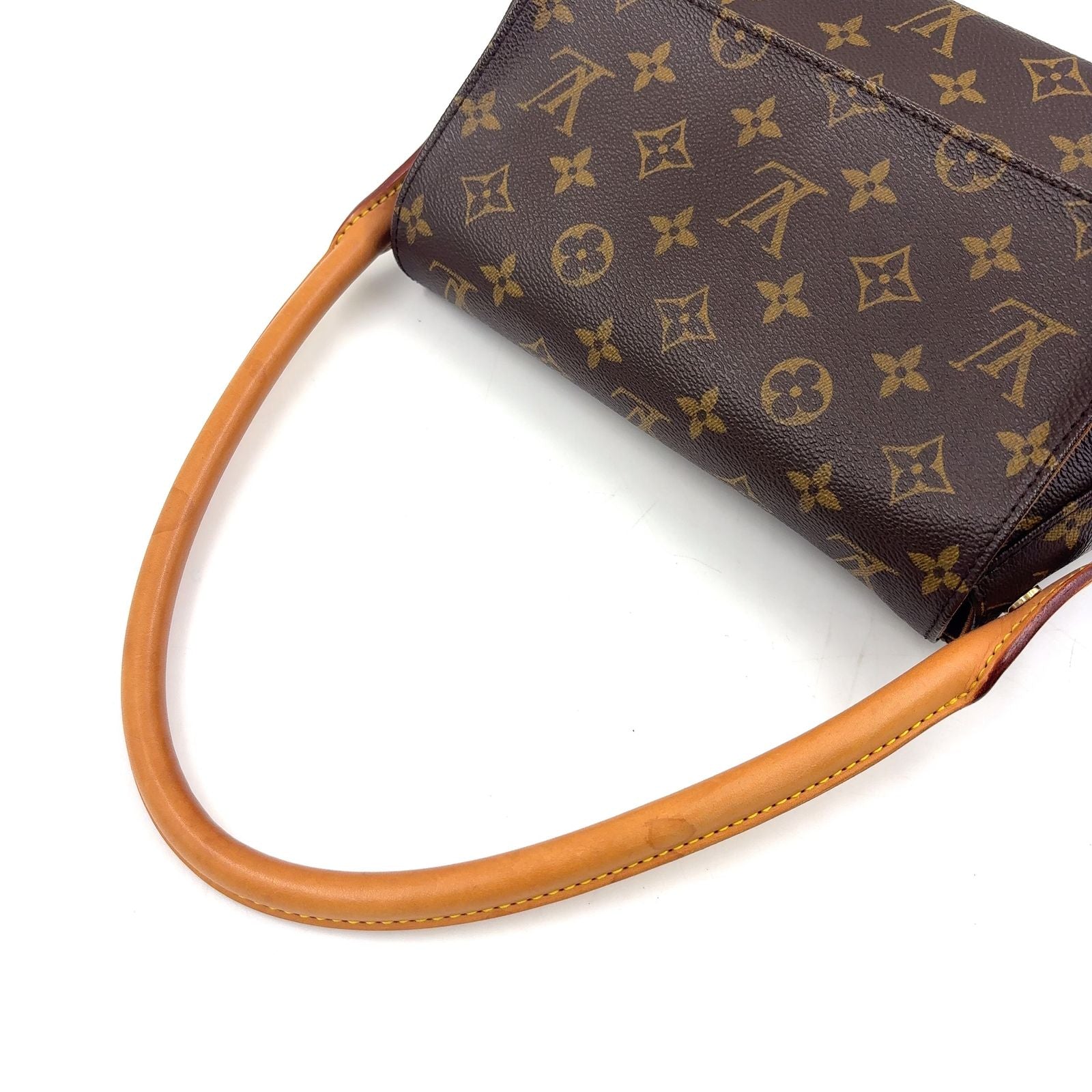Louis Vuitton Mini Looping Monogram Shoulder Leather Brown Light Handbag Gold — view 6