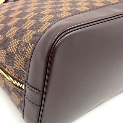 Louis Vuitton Alma PM Damier Ebene Leather Brown Handbag Gold — view 9