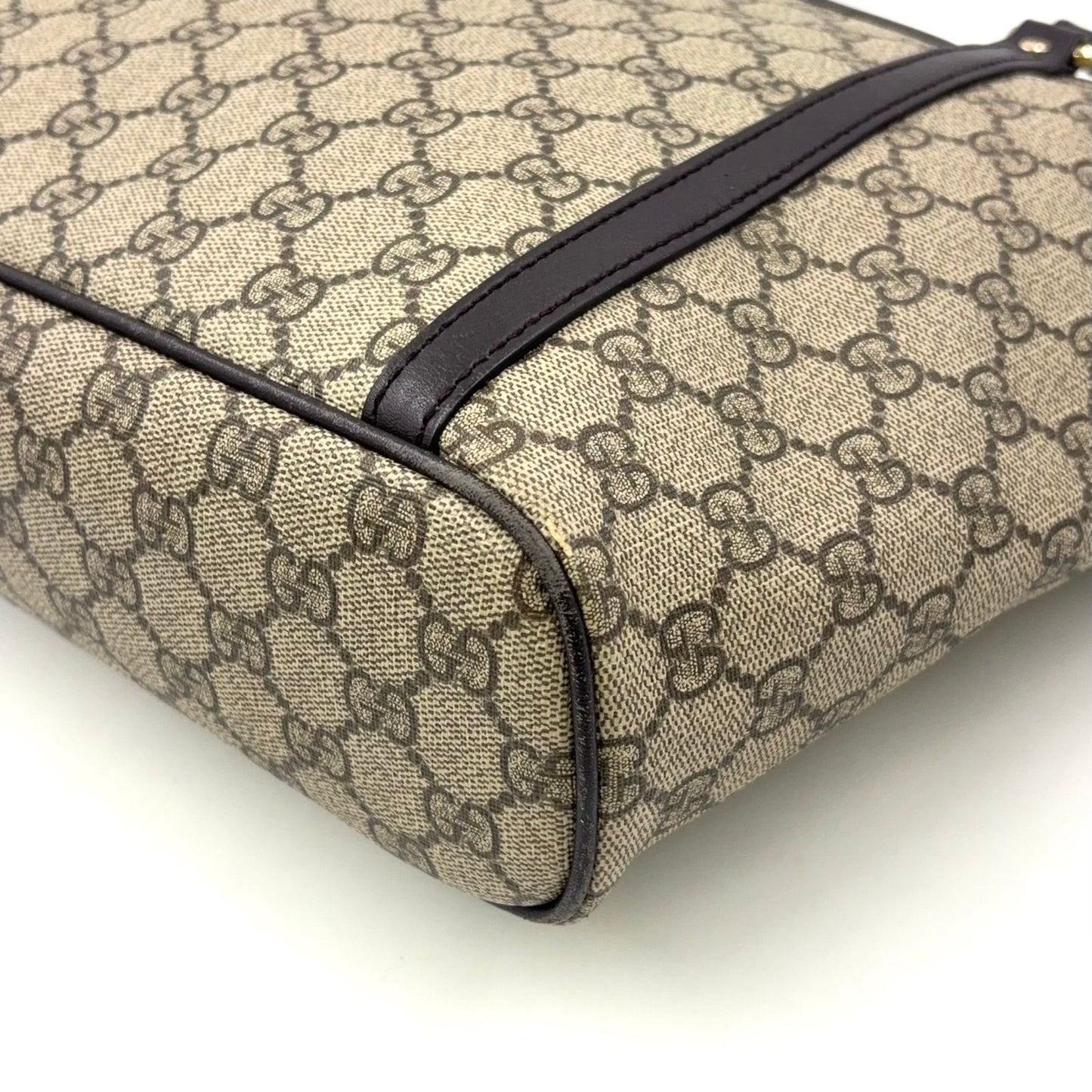 Gucci GG Supreme Leather Brown Beige Tote Gold — view 7