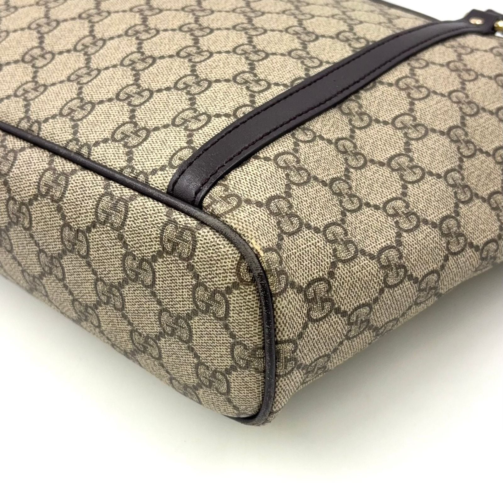Gucci GG Supreme Leather Brown Beige Tote Gold — view 7