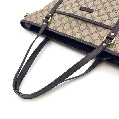 Gucci GG Supreme Leather Brown Beige Tote Gold — view 9