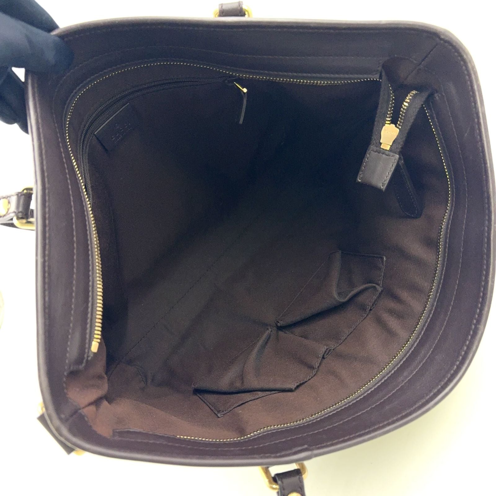 Gucci GG Supreme Leather Brown Beige Tote Gold — view 3