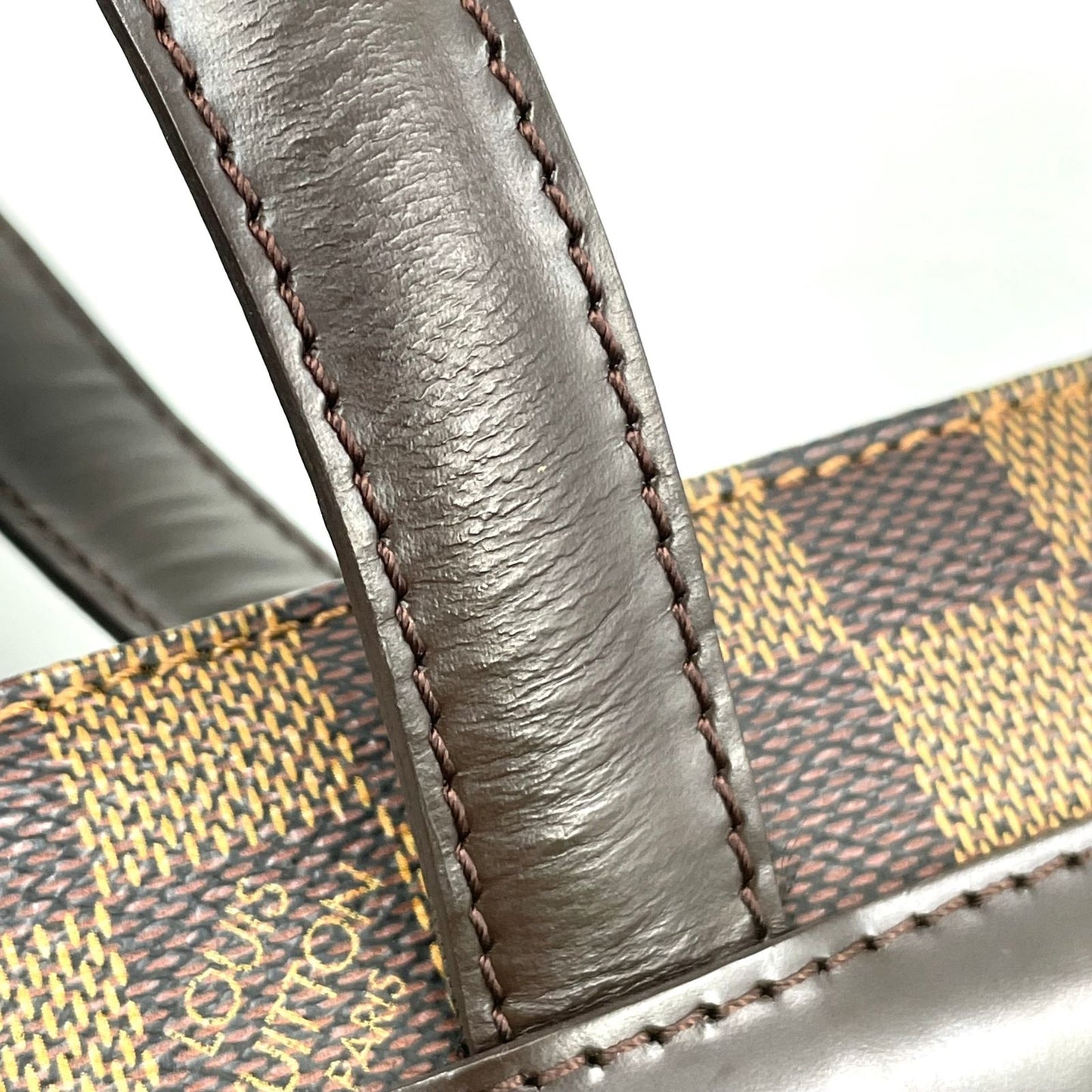 Louis Vuitton Parioli PM Damier Ebene Leather Brown Tote Gold — view 7