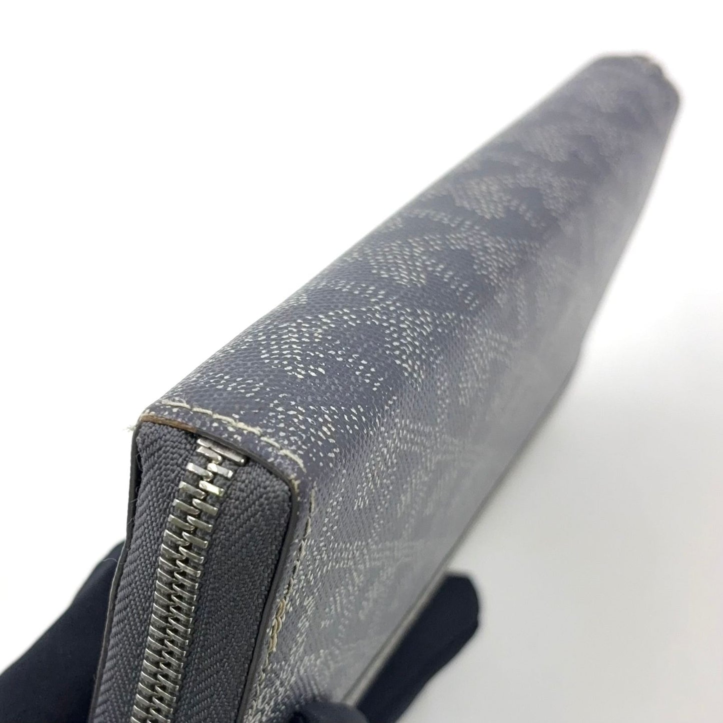 Goyard Martinyon GM Zip Around Leather Gray Wallet Silver — view 7