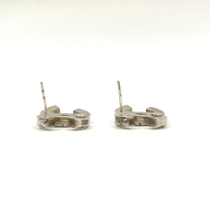 Chanel CC Logo Metal Line Stone Silver Earrings — view 8
