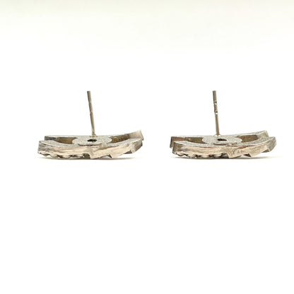 Chanel CC Logo Metal Line Stone Silver Earrings — view 7
